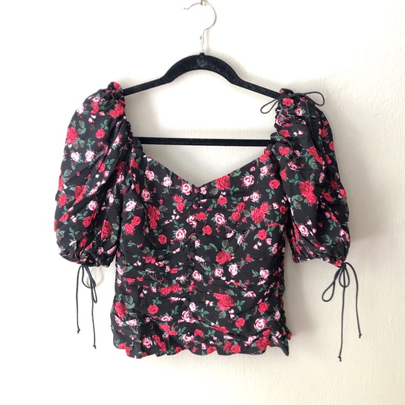 For Love And Lemons Tops - SOLD- For Love & Lemons Tainted button puff sleeve